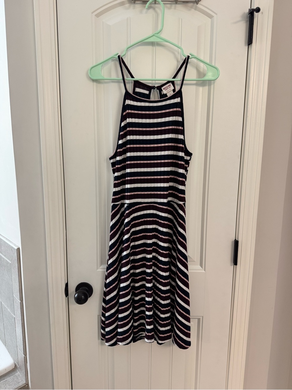 Mossimo Supply Co. Black, White & Pink Striped Halter Dress